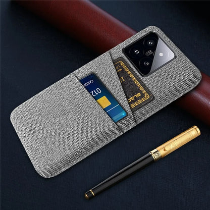 For Xiaomi 14 Pro Anti-Scratch Phone Cover Dual Card Slots Hard PC Coated Cloth Phone Case