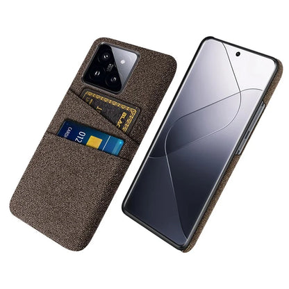 For Xiaomi 14 Pro Anti-Scratch Phone Cover Dual Card Slots Hard PC Coated Cloth Phone Case