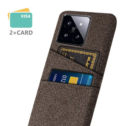 For Xiaomi 14 Pro Anti-Scratch Phone Cover Dual Card Slots Hard PC Coated Cloth Phone Case