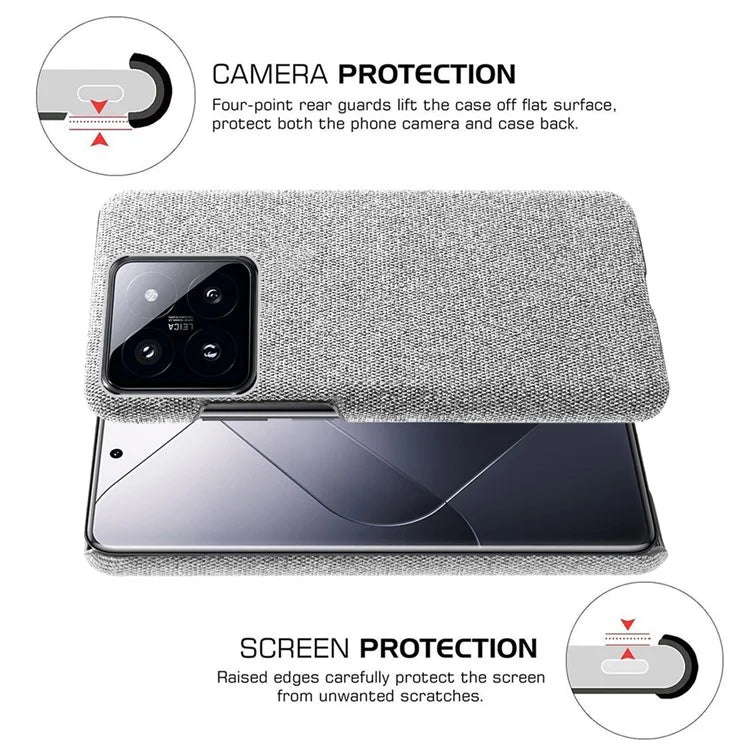 For Xiaomi 14 Pro Anti-Scratch Phone Case Cloth+PC Shell Phone Cover