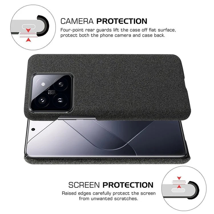 Slim Smartphone Cover for Xiaomi 14 Case Shockproof Cloth+PC Phone Shell