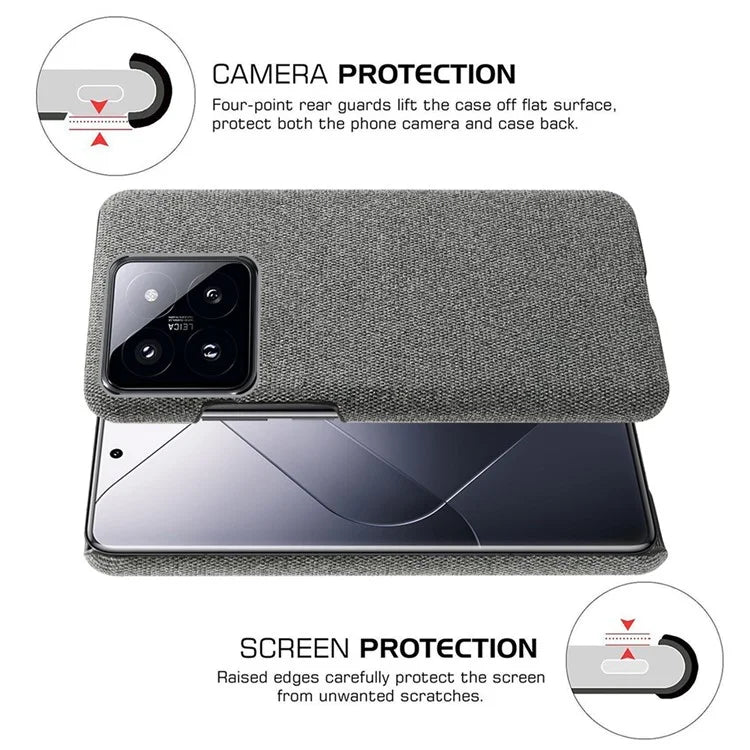 Slim Smartphone Cover for Xiaomi 14 Case Shockproof Cloth+PC Phone Shell