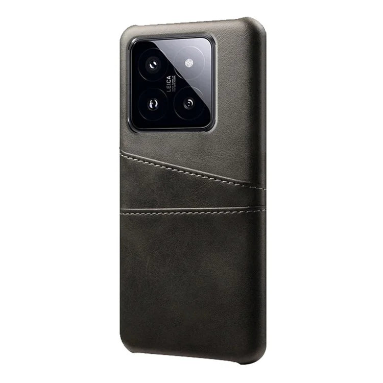 For Xiaomi 14 Case Dual Card Slots PU Leather Coated PC Protective Phone Cover