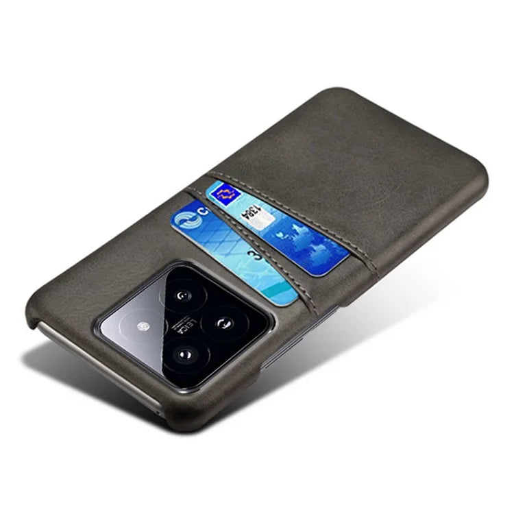 For Xiaomi 14 Case Dual Card Slots PU Leather Coated PC Protective Phone Cover