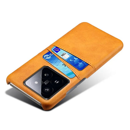 For Xiaomi 14 Case Dual Card Slots PU Leather Coated PC Protective Phone Cover
