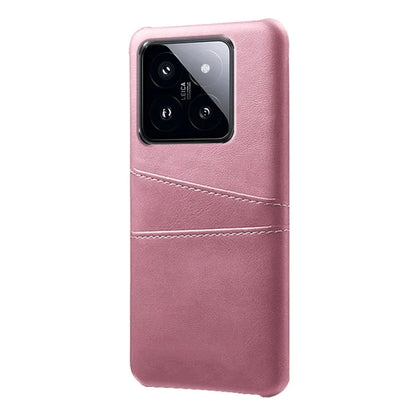 For Xiaomi 14 Case Dual Card Slots PU Leather Coated PC Protective Phone Cover