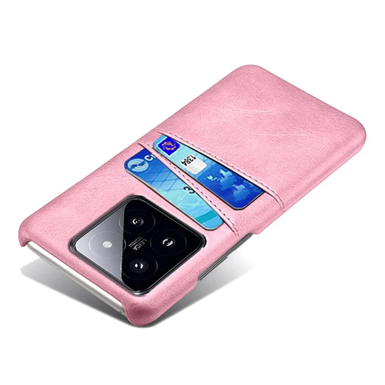 For Xiaomi 14 Case Dual Card Slots PU Leather Coated PC Protective Phone Cover
