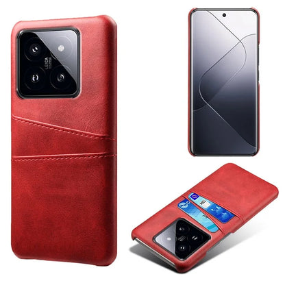 For Xiaomi 14 Case Dual Card Slots PU Leather Coated PC Protective Phone Cover