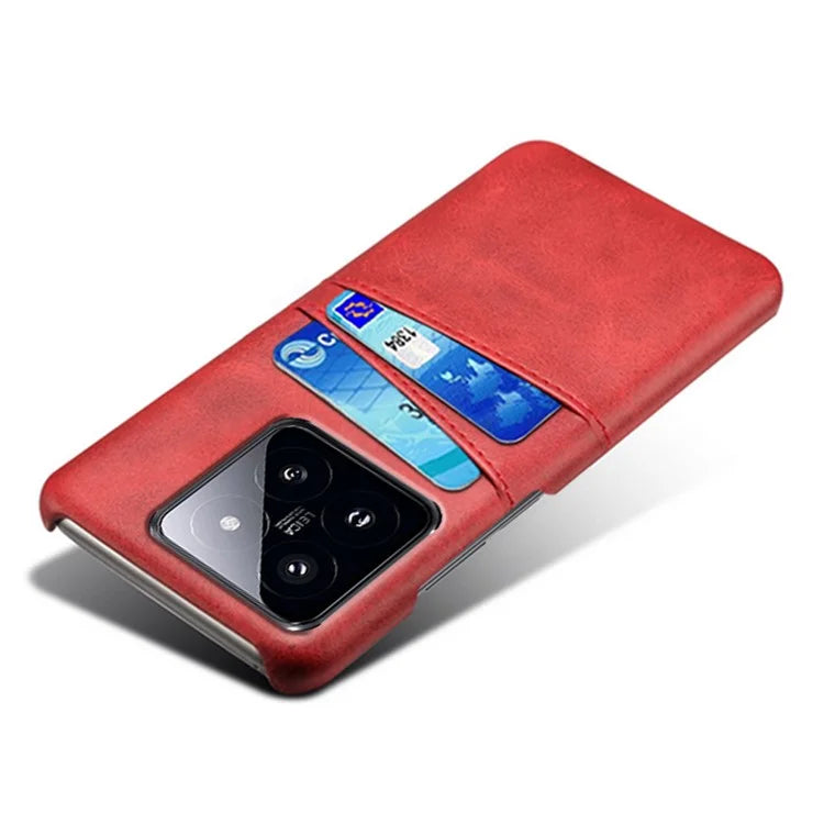 For Xiaomi 14 Case Dual Card Slots PU Leather Coated PC Protective Phone Cover