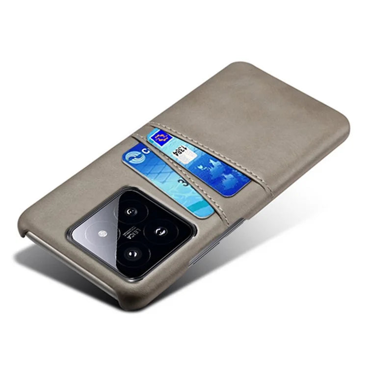 For Xiaomi 14 Case Dual Card Slots PU Leather Coated PC Protective Phone Cover
