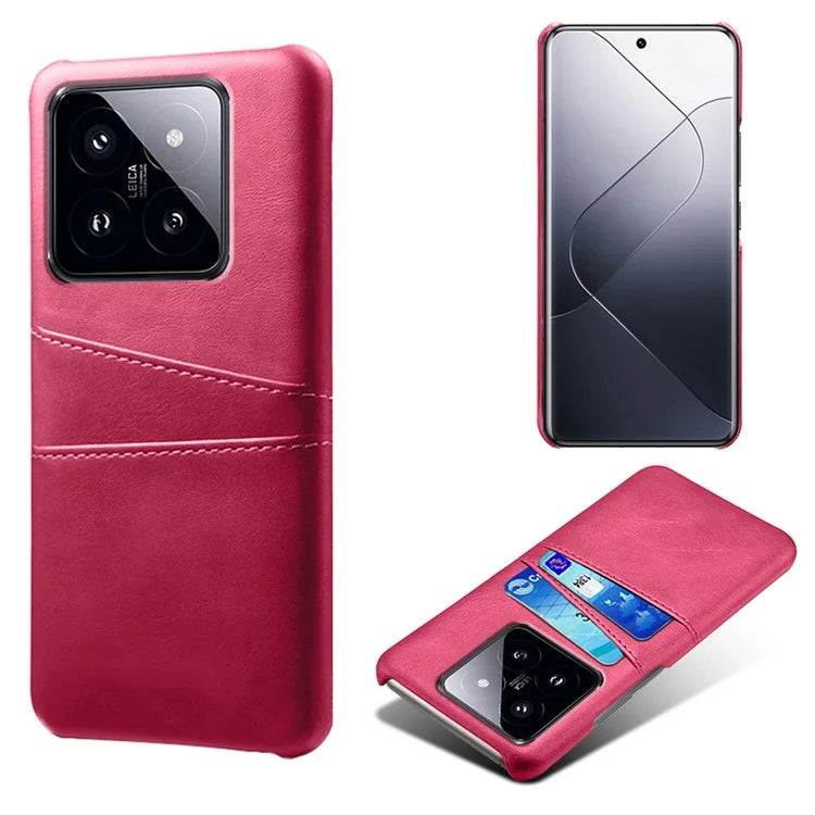 For Xiaomi 14 Case Dual Card Slots PU Leather Coated PC Protective Phone Cover