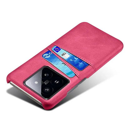 For Xiaomi 14 Case Dual Card Slots PU Leather Coated PC Protective Phone Cover