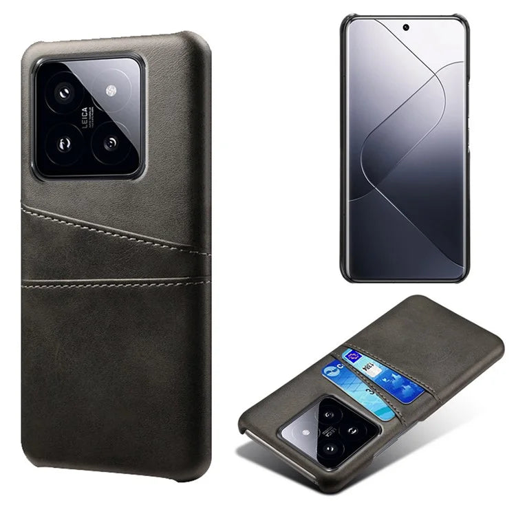 For Xiaomi 14 Pro Case Dual Card Slots PU Leather+PC Anti-drop Phone Cover