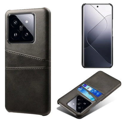 For Xiaomi 14 Pro Case Dual Card Slots PU Leather+PC Anti-drop Phone Cover