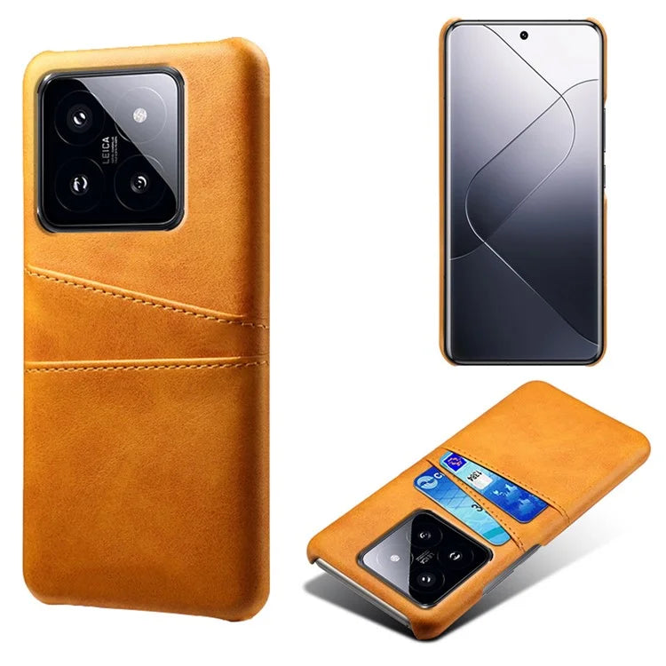 For Xiaomi 14 Pro Case Dual Card Slots PU Leather+PC Anti-drop Phone Cover