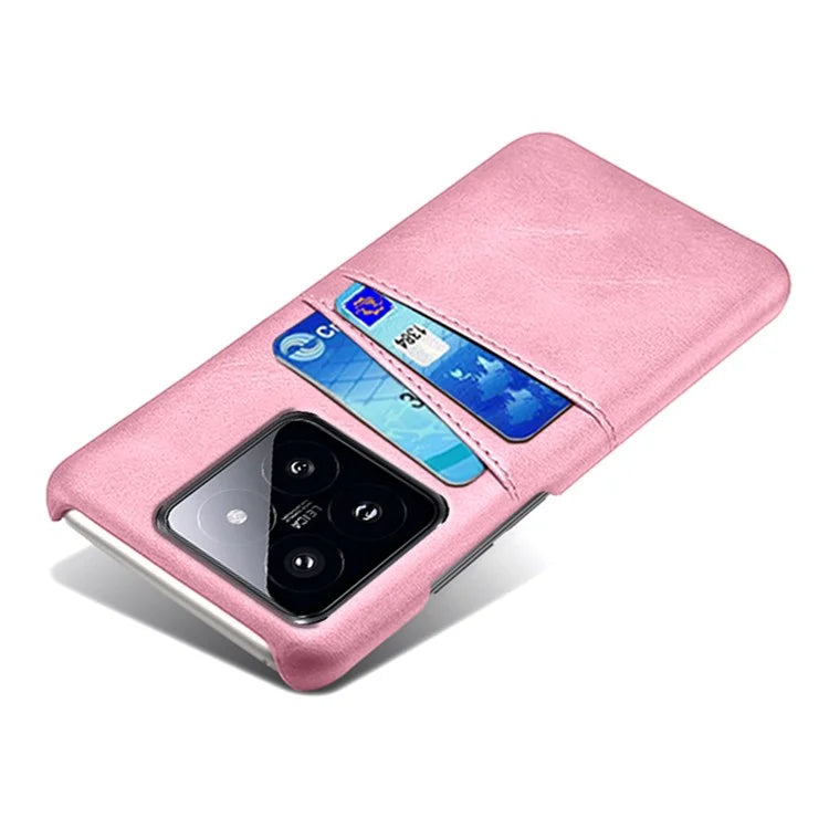 For Xiaomi 14 Pro Case Dual Card Slots PU Leather+PC Anti-drop Phone Cover