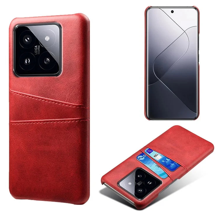 For Xiaomi 14 Pro Case Dual Card Slots PU Leather+PC Anti-drop Phone Cover