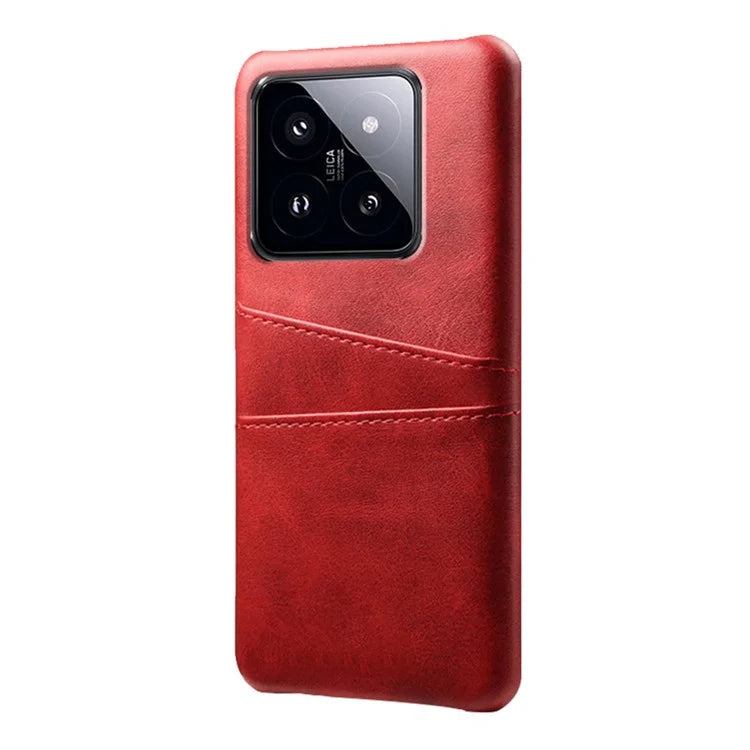 For Xiaomi 14 Pro Case Dual Card Slots PU Leather+PC Anti-drop Phone Cover