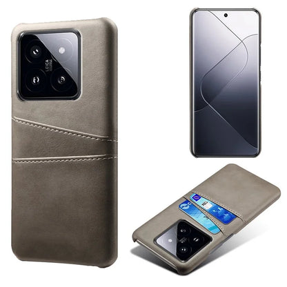 For Xiaomi 14 Pro Case Dual Card Slots PU Leather+PC Anti-drop Phone Cover