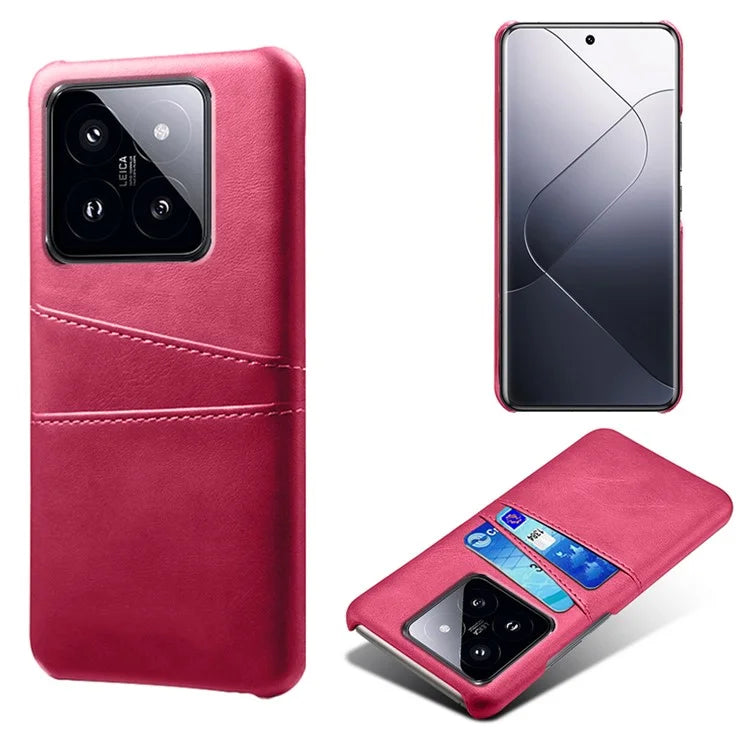 For Xiaomi 14 Pro Case Dual Card Slots PU Leather+PC Anti-drop Phone Cover