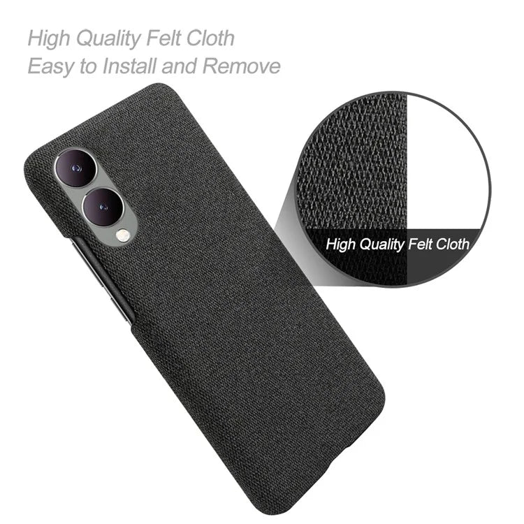 For vivo Y17s 4G / Y33t (2023) Case Scratch-resistant Solid Color Cloth+PC Smart Phone Cover