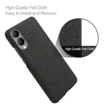 For vivo Y17s 4G / Y33t (2023) Case Scratch-resistant Solid Color Cloth+PC Smart Phone Cover