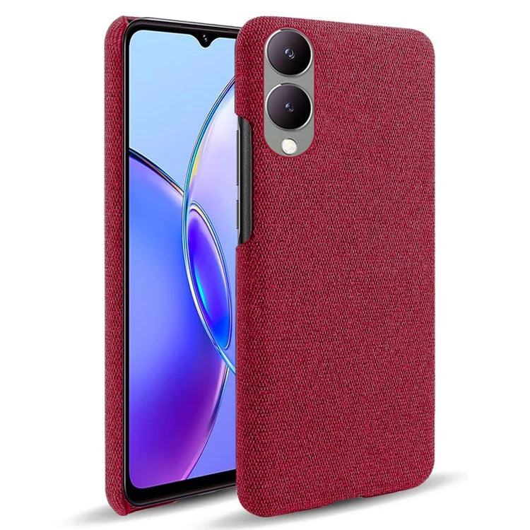 For vivo Y17s 4G / Y33t (2023) Case Scratch-resistant Solid Color Cloth+PC Smart Phone Cover