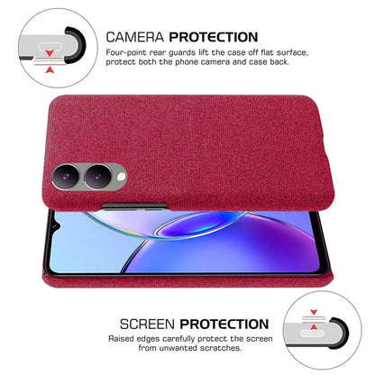 For vivo Y17s 4G / Y33t (2023) Case Scratch-resistant Solid Color Cloth+PC Smart Phone Cover