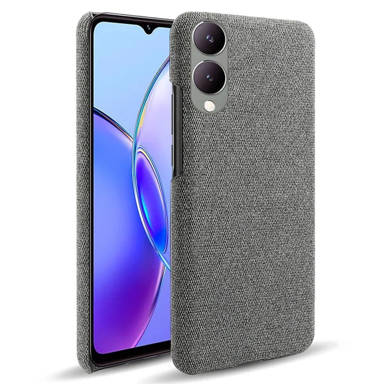 For vivo Y17s 4G / Y33t (2023) Case Scratch-resistant Solid Color Cloth+PC Smart Phone Cover