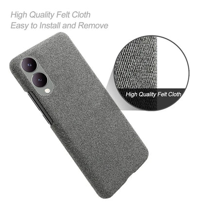 For vivo Y17s 4G / Y33t (2023) Case Scratch-resistant Solid Color Cloth+PC Smart Phone Cover