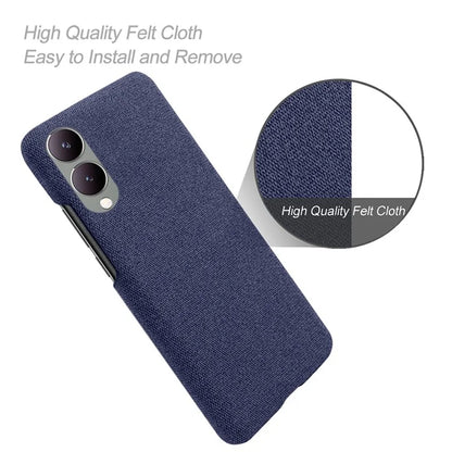 For vivo Y17s 4G / Y33t (2023) Case Scratch-resistant Solid Color Cloth+PC Smart Phone Cover