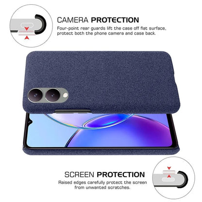 For vivo Y17s 4G / Y33t (2023) Case Scratch-resistant Solid Color Cloth+PC Smart Phone Cover