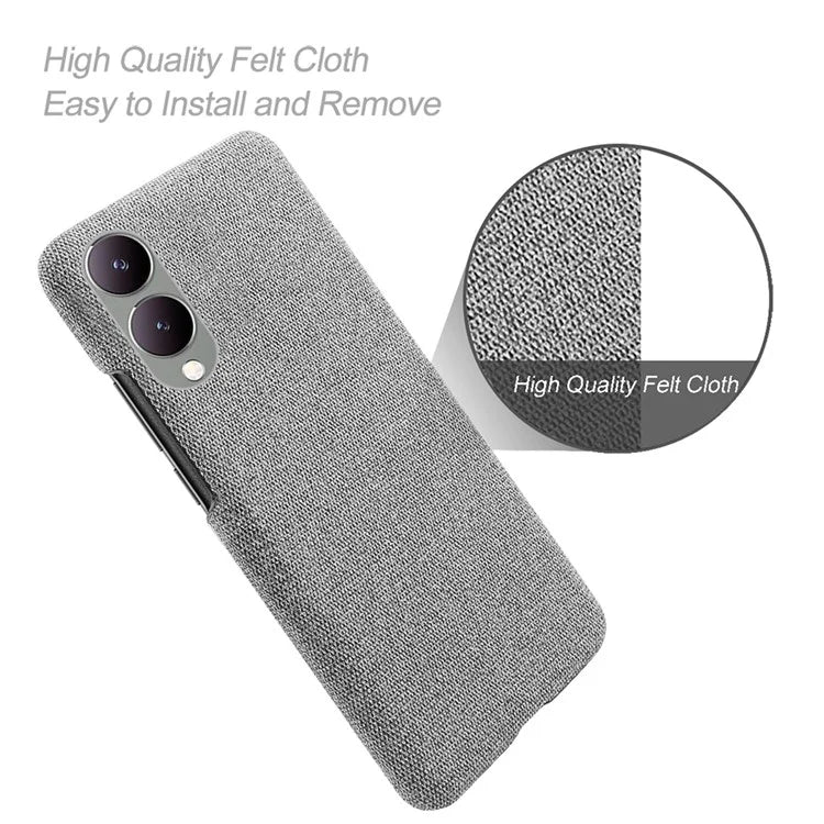 For vivo Y17s 4G / Y33t (2023) Case Scratch-resistant Solid Color Cloth+PC Smart Phone Cover