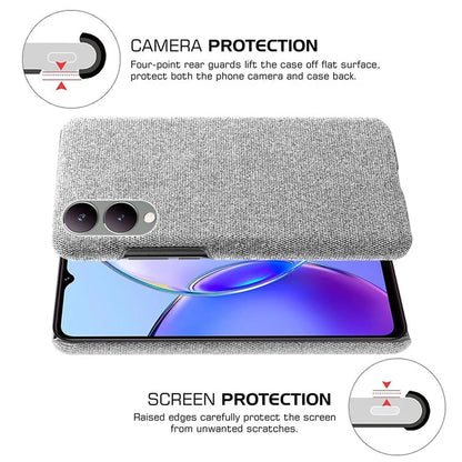 For vivo Y17s 4G / Y33t (2023) Case Scratch-resistant Solid Color Cloth+PC Smart Phone Cover