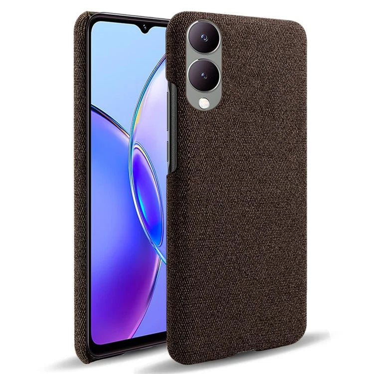 For vivo Y17s 4G / Y33t (2023) Case Scratch-resistant Solid Color Cloth+PC Smart Phone Cover