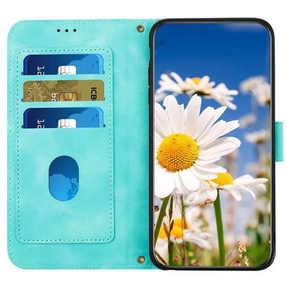 For Samsung Galaxy S24+ Case Flower Pattern Leather Cover with Card Holder