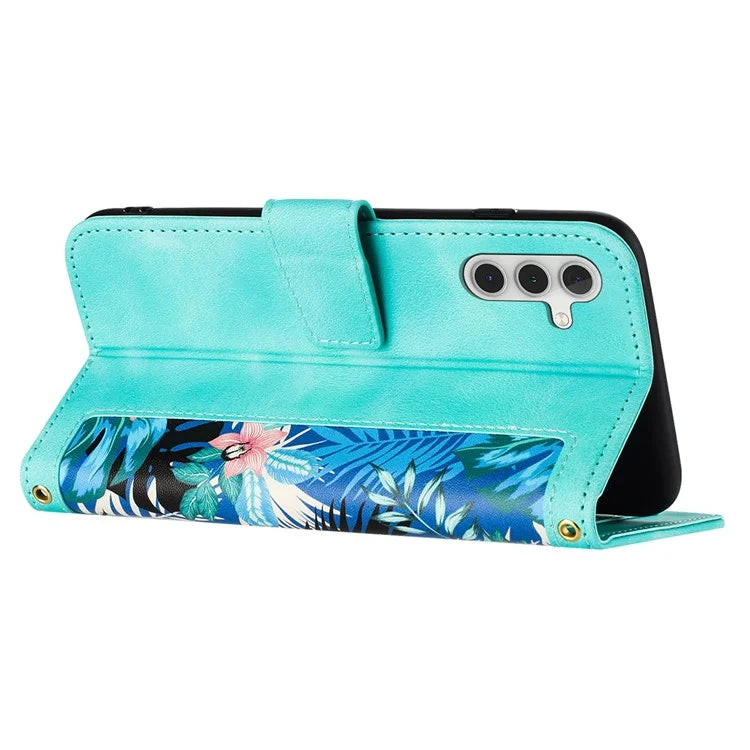 For Samsung Galaxy S24+ Case Flower Pattern Leather Cover with Card Holder