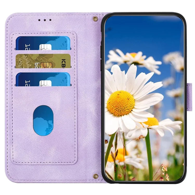 For Samsung Galaxy S24+ Case Flower Pattern Leather Cover with Card Holder