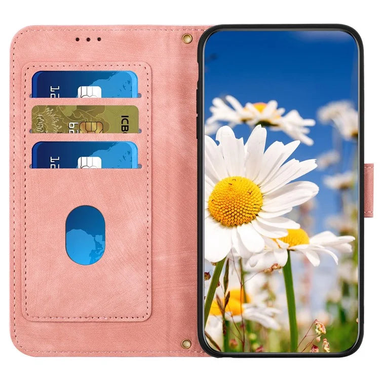 For Samsung Galaxy S24+ Case Flower Pattern Leather Cover with Card Holder