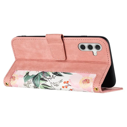 For Samsung Galaxy S24+ Case Flower Pattern Leather Cover with Card Holder