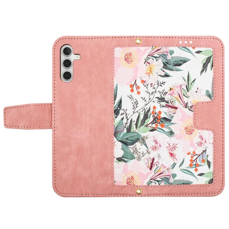 For Samsung Galaxy S24+ Case Flower Pattern Leather Cover with Card Holder