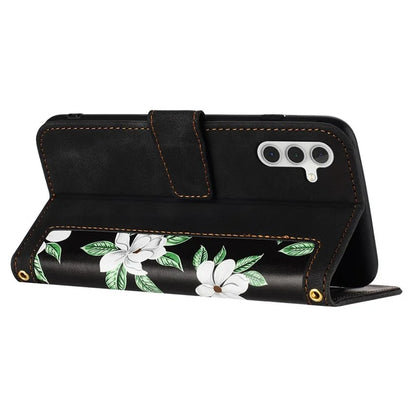 For Samsung Galaxy S24+ Case Flower Pattern Leather Cover with Card Holder