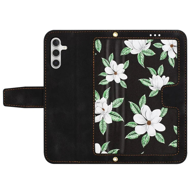 For Samsung Galaxy S24+ Case Flower Pattern Leather Cover with Card Holder