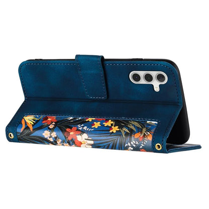 For Samsung Galaxy S24+ Case Flower Pattern Leather Cover with Card Holder