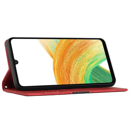 PU Leather Phone Shell for Samsung Galaxy S24+ Case Stand Grid Splicing Phone Cover with Strap