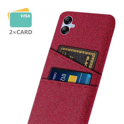 For Samsung Galaxy A05 4G Case Scratch-resistant PC+Cloth Card Slots Phone Protective Shell