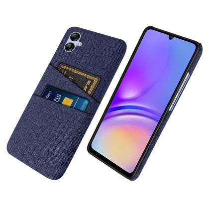 For Samsung Galaxy A05 4G Case Scratch-resistant PC+Cloth Card Slots Phone Protective Shell
