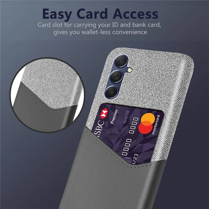 For Samsung Galaxy A05s 4G Case Cloth+PU+PC Card Holder Mobile Phone Back Shell