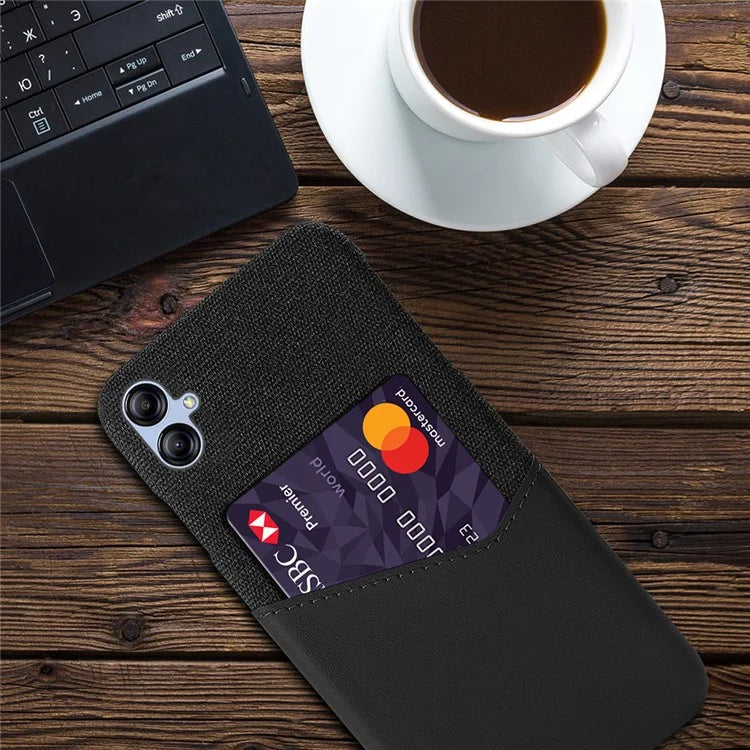 For Samsung Galaxy A05 4G Case Slim-Fit Cloth+PU+PC Phone Protector with Card Slot