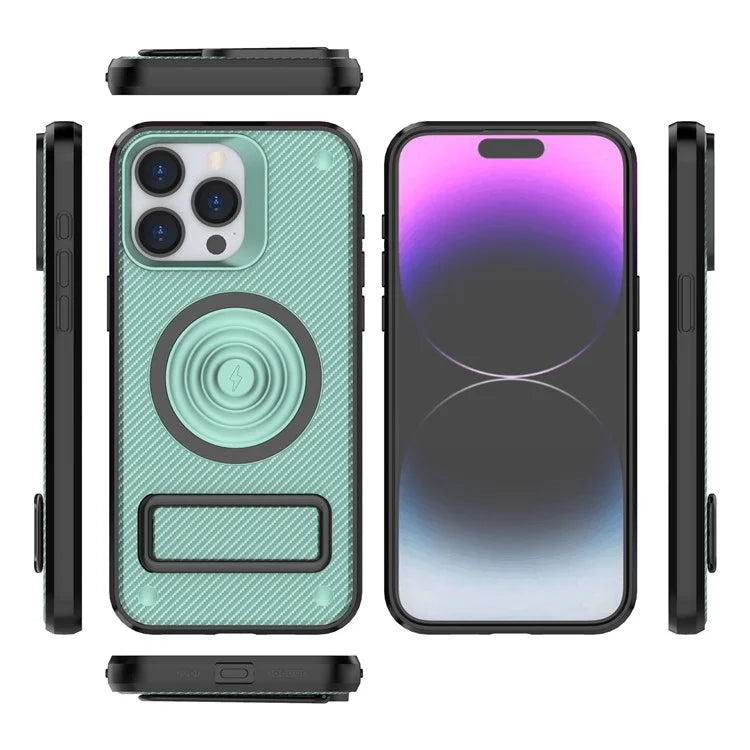 For iPhone 14 Pro Max Case Kickstand PC+TPU Magnetic Phone Cover